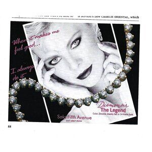 Saks Fifth Avenue Diamonair The Legend CZ Jewelry ADVERT 1980s Vintage Print Ad